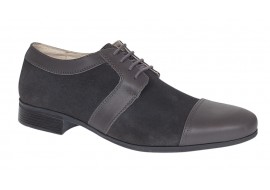 Pantofi barbati eleganti din piele naturala, culoare gri inchis - 1006GRI